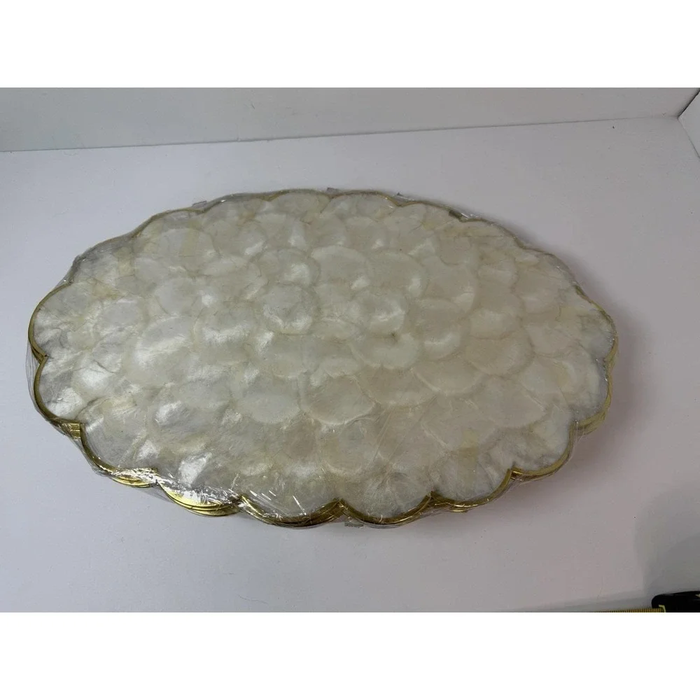 Capiz Shell Mother of Pearl Oval Placemats‎ Set of 6 with Napkins & Napkin Rings